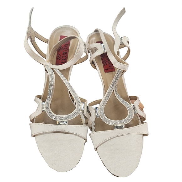 BRUNO RICCI FOR DIANE B Ivory Satin Embellished Sandals Made in Italy - Picture 4 of 4